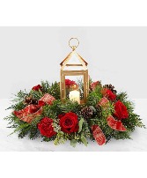 Golden Fire Holiday Lantern Centerpiece