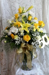 Golden Fresh Vase in North Salem, IN | Garden Gate Gift & Flower Shop