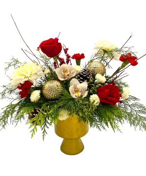 Golden Glitz Holiday Arrangement  Front Facing