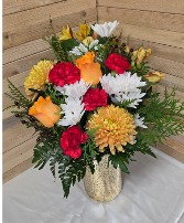 Golden Glow Bouquet Vase Arrangement