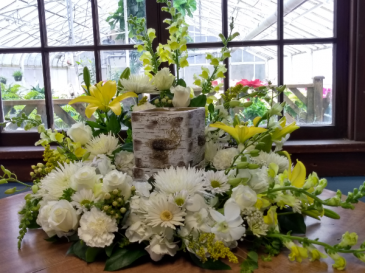 Golden Grace Urn Surround Arrangement (Urn not included) in North Adams, MA | MOUNT WILLIAMS GREENHOUSES INC