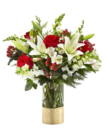 Golden Holiday Arrangement in Fort Worth, TX | DARLA'S FLORIST