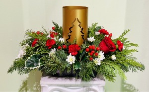 Golden Holiday Christmas Centerpiece Christmas Arrangement