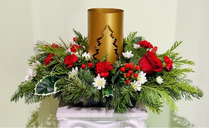 Golden Holiday Christmas Centerpiece Christmas Arrangement