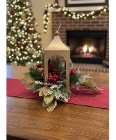 Golden Lantern with Custom Silk Arrangement centerpiece, decor, silk