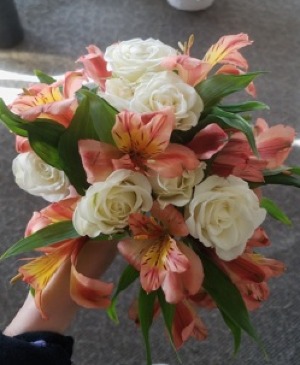 Golden Orange Handheld  With Spray Roses 