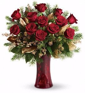 Golden Red Rose Vase Arrangement