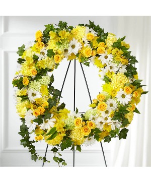 Golden Remembrance Wreath sympathy arrangements