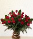  Golden Scarlet Vineyard Roses Vase Arrangement Napa Collection