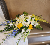 Golden Serenity Casket Bouquet  T&V Original