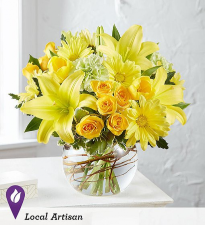 Golden Spring Lilies, Tulips, Spray Roses and More