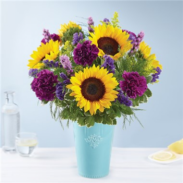 Golden Sunflowers™ In Rustic Charm Vase  in Brooklyn, NY | FLORAL FANTASY FLORIST