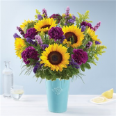 Golden Sunflowers in Rustic Charm Vase Fall Arrangement