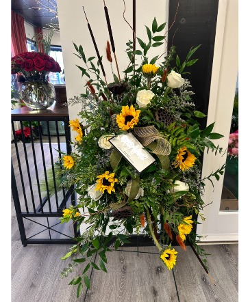Golden Valor Standing Spray in Clinton, IA | Sassy Stems Floral 2