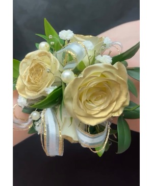 Golden Whites Corsage