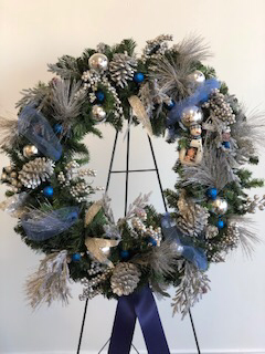 GONE BUT NEVER FORGOT FAUX CHRISTMAS WREATH MEMORIAL in Wood Dale, IL | Earthly Petals Floral And Event Design