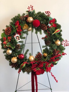 GONE BUT NEVER FORGOTTEN FAUX CHRISTMAS WREATH MEMORIAL