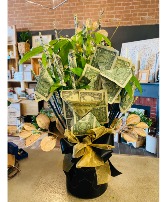 Good Fortune Money Tree Plant With Dollar Bills 