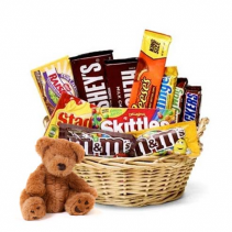 Goodies For Teddy Goodie Basket and Teddy Bear...Teddy Bear May Be Different Color