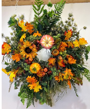 Gourd and Fall Leaves Wreath  in Fairview, OR | QUAD'S GARDEN - Home to Trinette's Floral