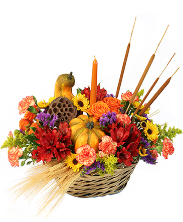 Gourd-eous Blooms Basket Arrangement in Albany, NY | Ambiance Florals & Events