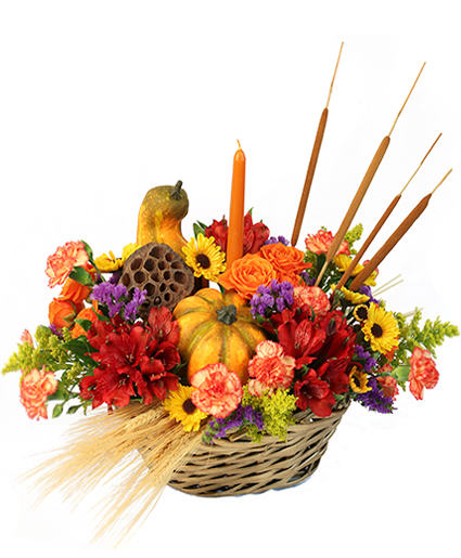 Gourd-Eous Blooms Basket Arrangement