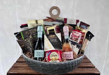 Gourmet Basket silver tin- Premium  in Aurora, ON | Petal Me Sugar Florist