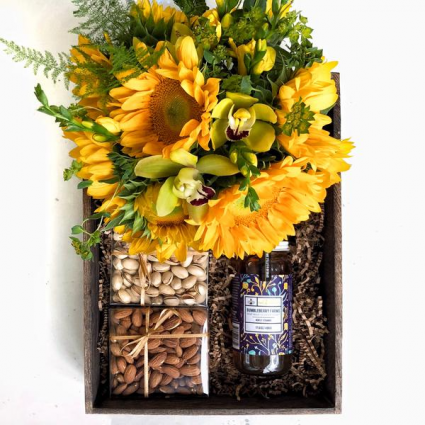 Surprise Gift Crate with Seasonal Florals Next Day