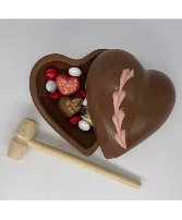 Gourmet Milk Chocolate Breakable Heart with Mallet ADD TO FLOWERS ORDER FOR NO ADDITIONAL DELIVERY FEE!