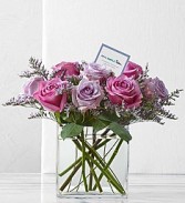 Graceful Lavender Rose Bouquet by Real Simple   Modern Dozen In  6" Rectangular Vase