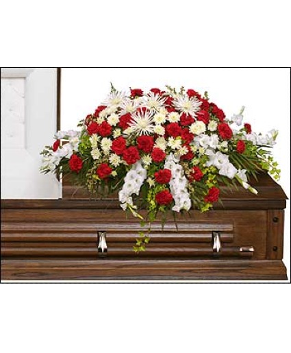 Graceful Red and White Casket Spray 