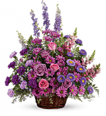 Gracious Lavender Basket       T235-1 Fresh Flower Basket Arrangement