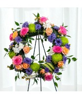Gracious: Peach Pink White and Green Fifteen Inch  Standing Spray