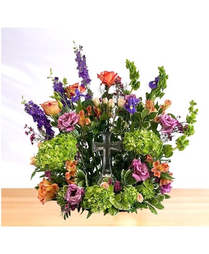 Gracious: Peach Purple and Green Cross Spray