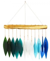 Gradient Ocean Driftwood Chime Glass Wind Chime