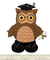 Graduation Owl Balloon, Inflated 44in high Giant Balloon