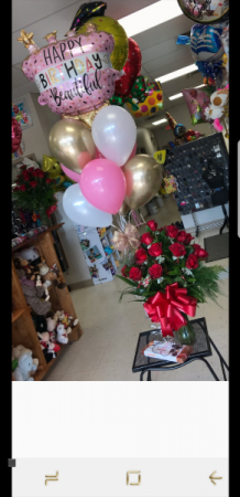 Grand Slam Happy Birthday Beautiful Celebration Roses Balloons And Chocolates In El Paso Tx Como La Flor Flowers And Balloons