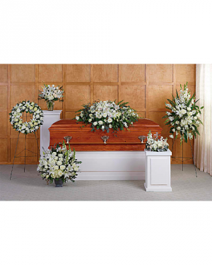 MAJESTIC RED CASKET SPRAY of Funeral Flowers in Miami, FL - FLOWERTOPIA