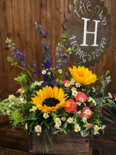 Grandpas Flower Box Fresh Flower Arrangement 