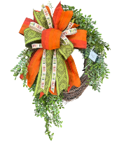 GRAPEVINE GREENERY DRAPED WREATH W/ LARGE BOW SILK WREATH WITH BOW 