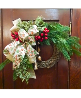 Grapevine & Greens Christmas Wreath 