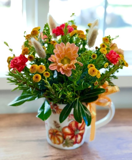Grateful Blooms Mug Arrangement