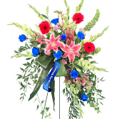 Grateful Heart BLUE Standing Funeral Spray