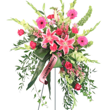 Grateful Heart PINK Standing Funeral Spray