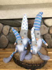 Gray & Periwinkle Gnomes (lg & sm) 