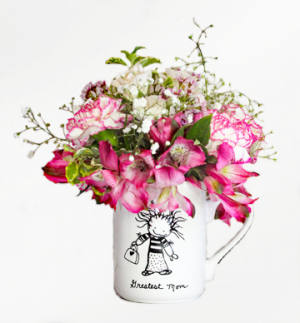 Greatest Mom Freshcut Flowers in a 16oz mug...