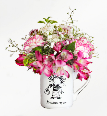 Greatest Mom Freshcut Flowers in a 16oz mug...