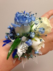 blue prom corsage