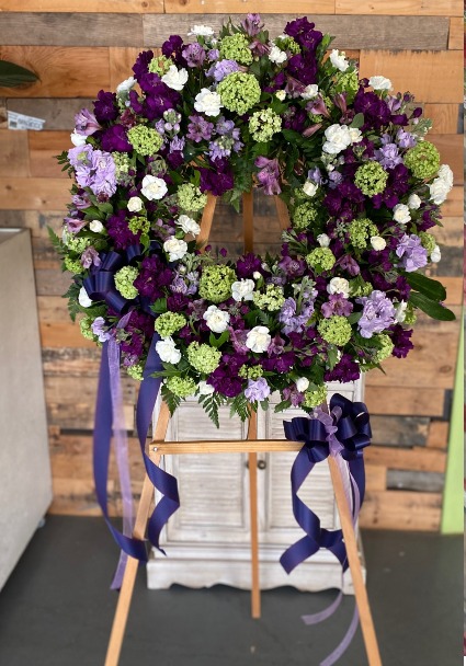 Green and Purple Standing Wreath  