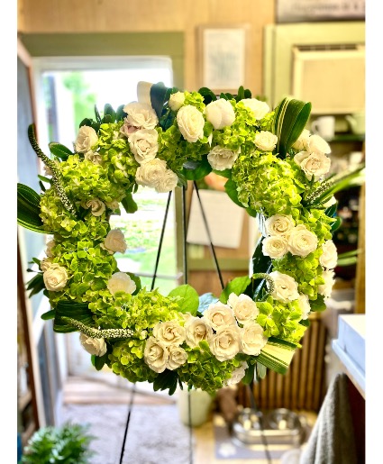 Green and White Cluster Wreath Sympathy Wreath